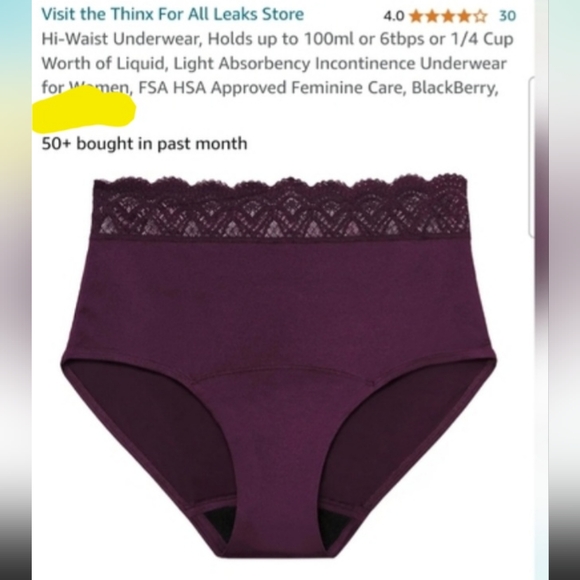 Hi-Waist Underwear, Holds up to 100ml or 6tbps or 1/4 Cup Worth of Liqui… - Picture 1 of 7